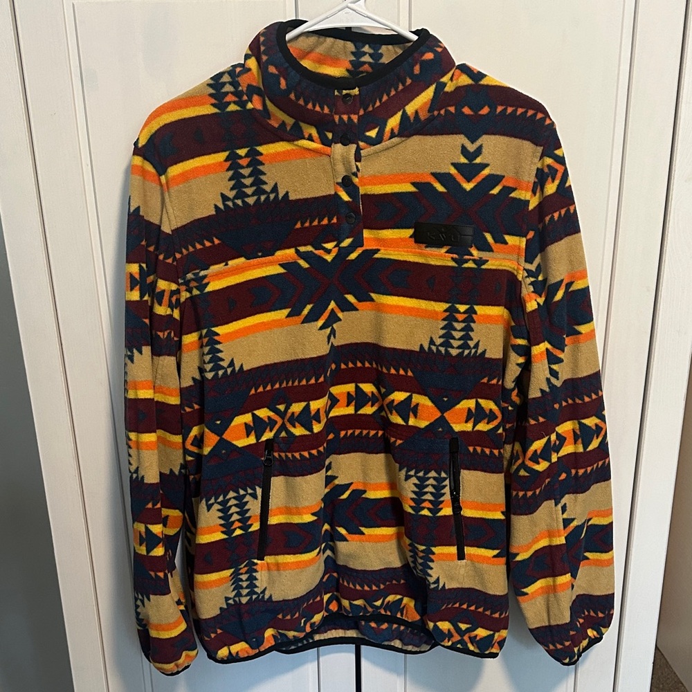 Patterned Fleece Pullover - Multicolor